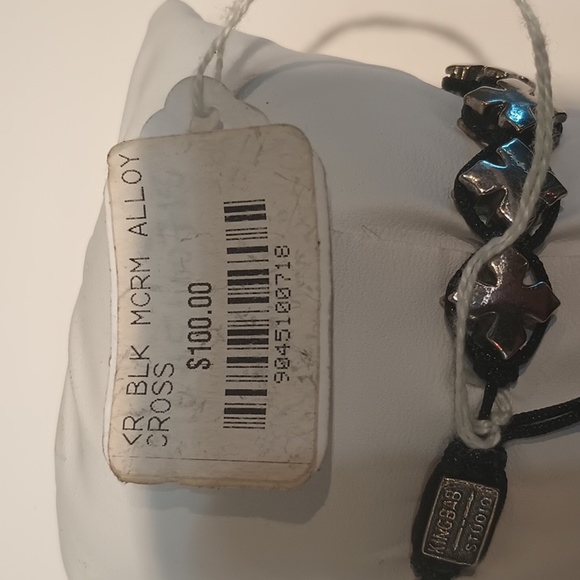 NWT King Baby Studio black macrame bracelet with alloy crosses - Picture 5 of 5